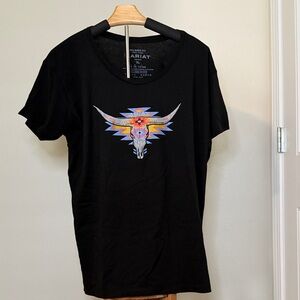 Ariat Western Bull Skull Graphic Tee * Black Rodeo T-Shirt * XL * NWOT